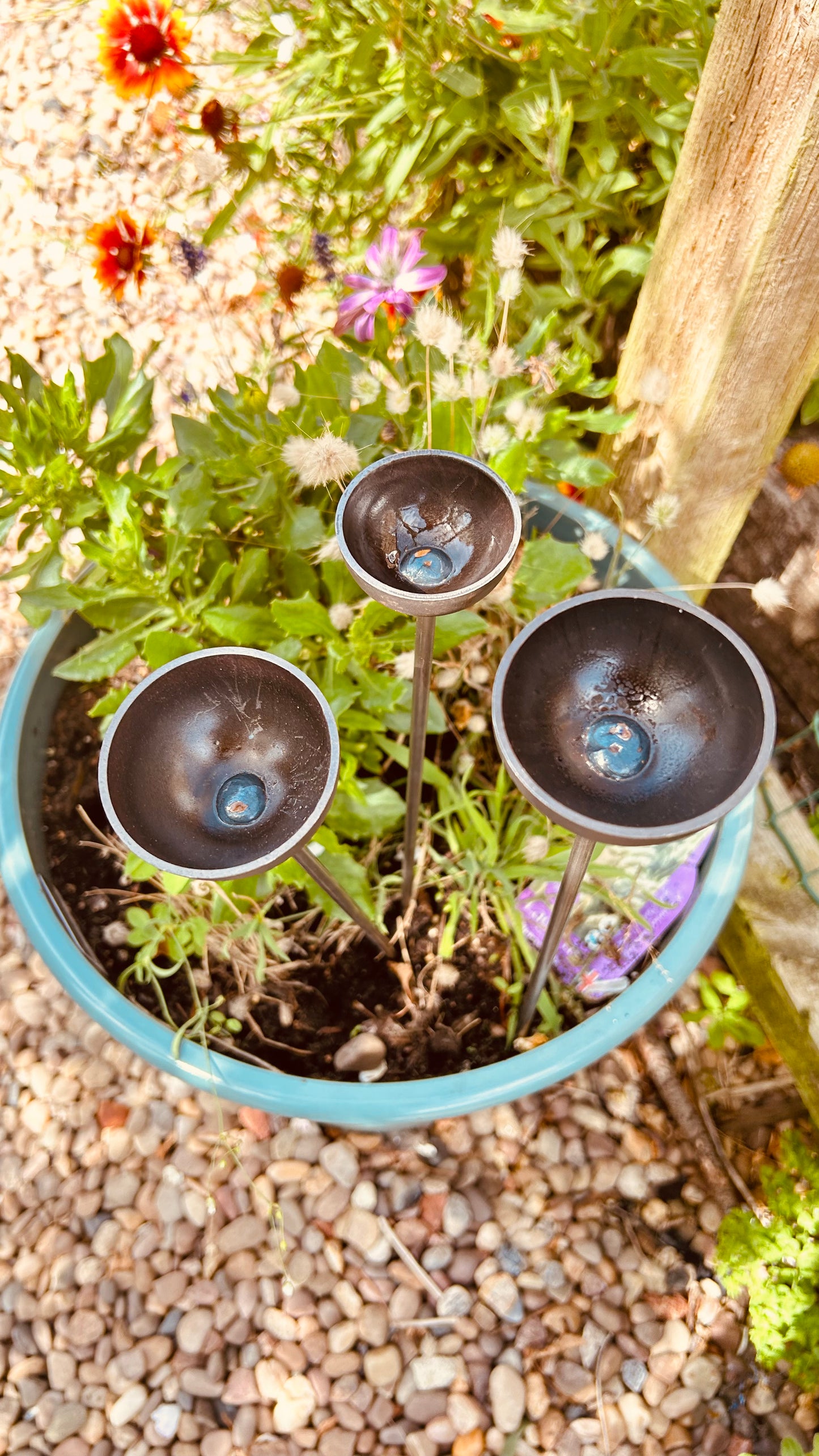 Trio mini rain catchers bee feeders etc