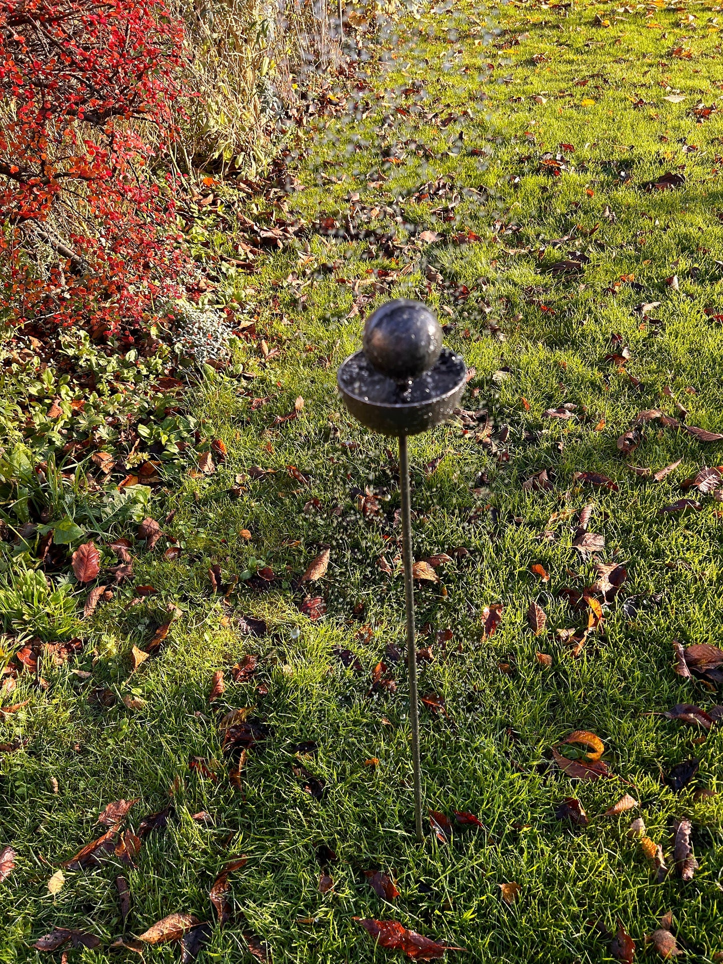 Ball topped Rain Catcher Plant Support Steel Plant Stake Gardening Garden decoration Handmade rusty