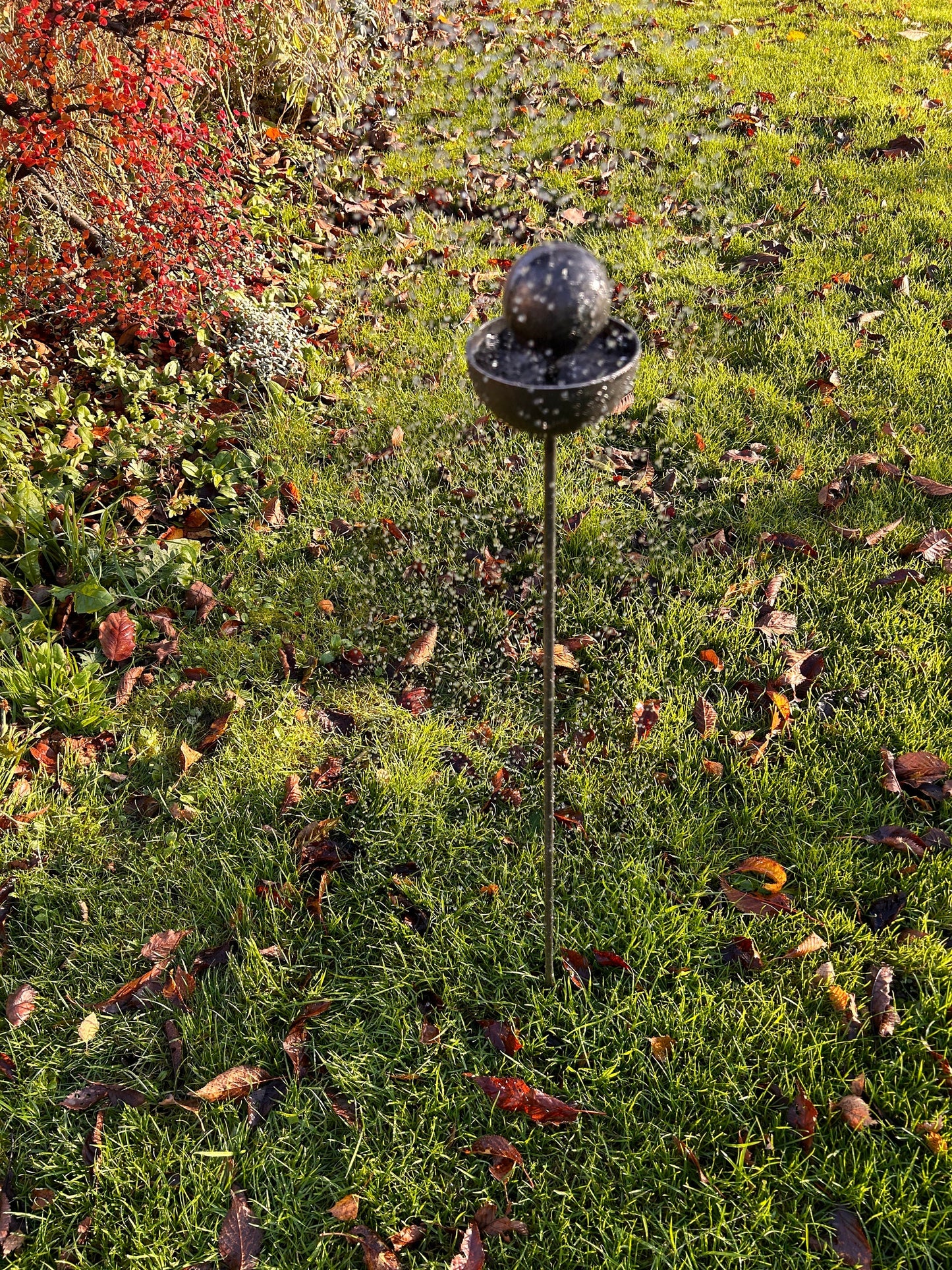 Ball topped Rain Catcher Plant Support Steel Plant Stake Gardening Garden decoration Handmade rusty