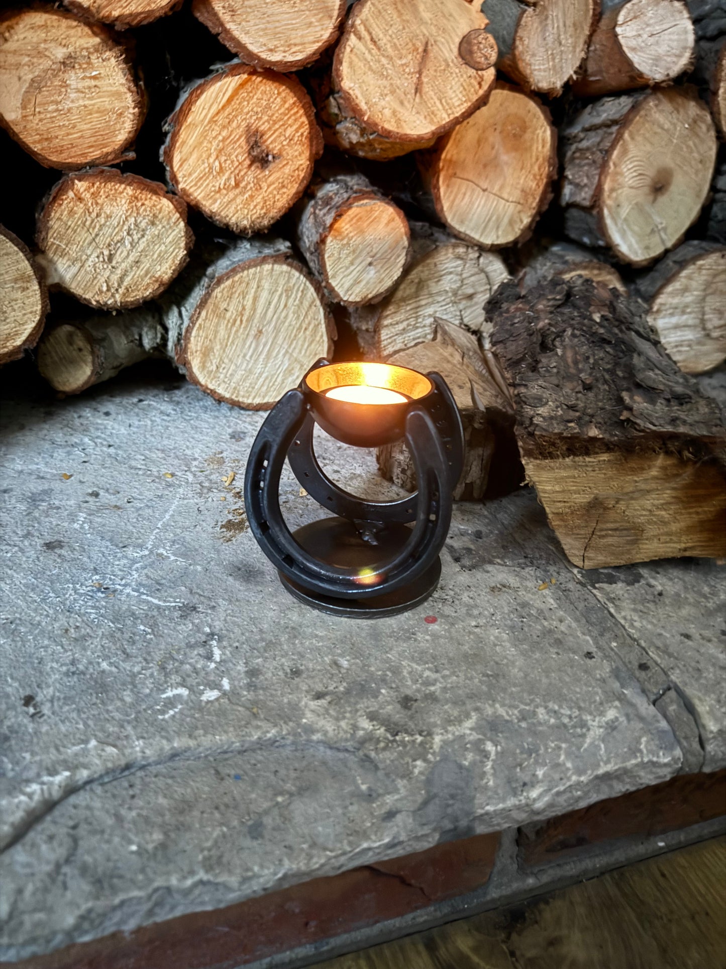 Rustic Horseshoe Tea light Candle Holder