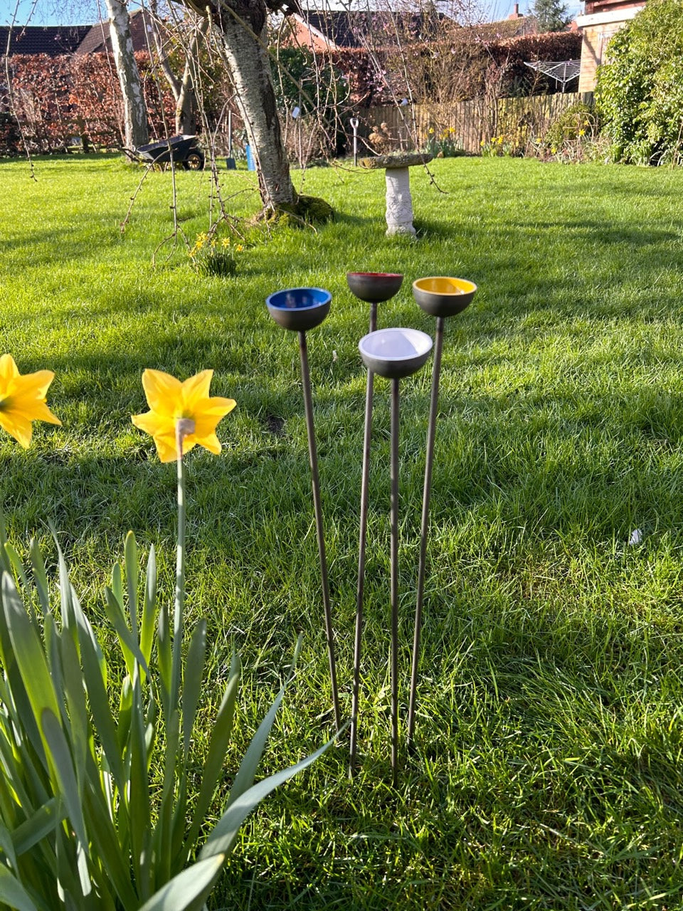 Trio Mini Rain Catchers | Bee feeders Trio | Rusts with Rain  --coloured cup