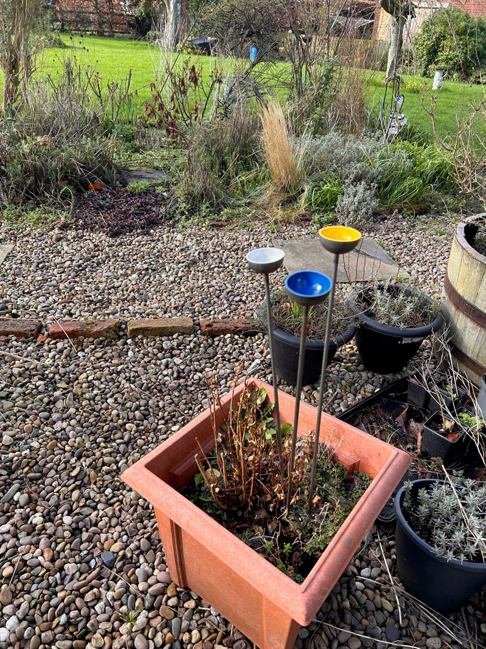 Trio Mini Rain Catchers | Bee feeders Trio | Rusts with Rain  --coloured cup