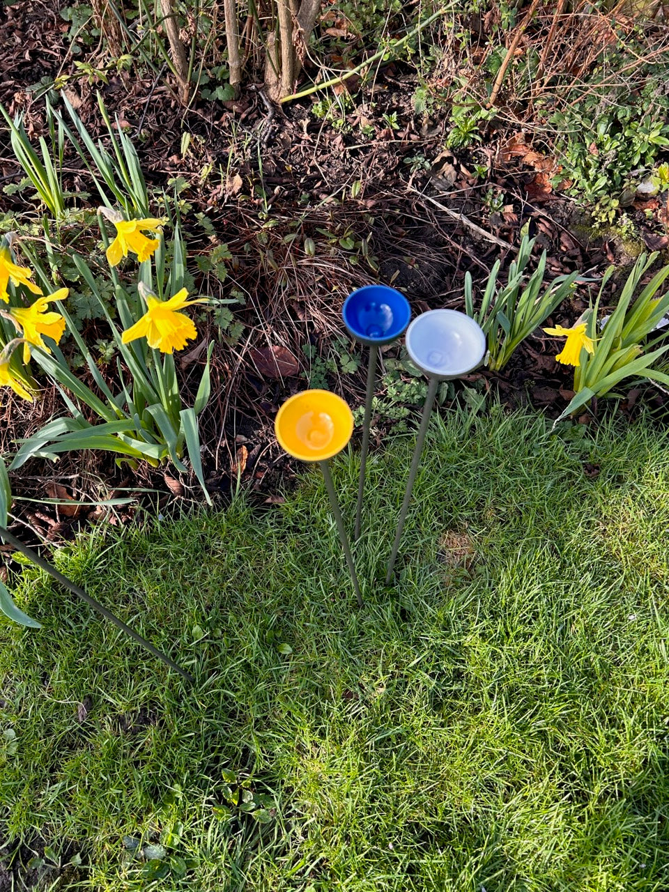 Trio Mini Rain Catchers | Bee feeders Trio | Rusts with Rain  --coloured cup