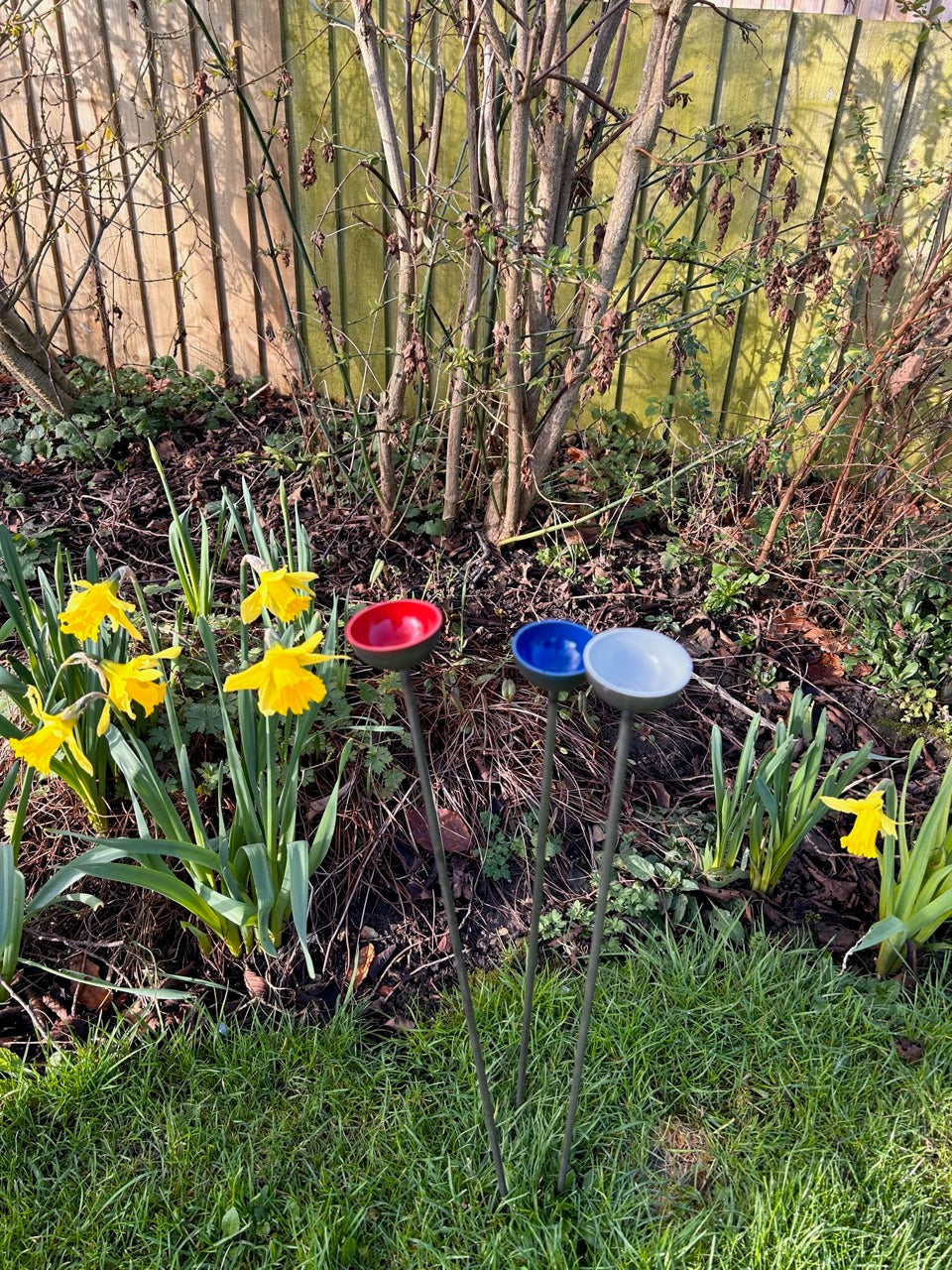 Trio Mini Rain Catchers | Bee feeders Trio | Rusts with Rain  --coloured cup