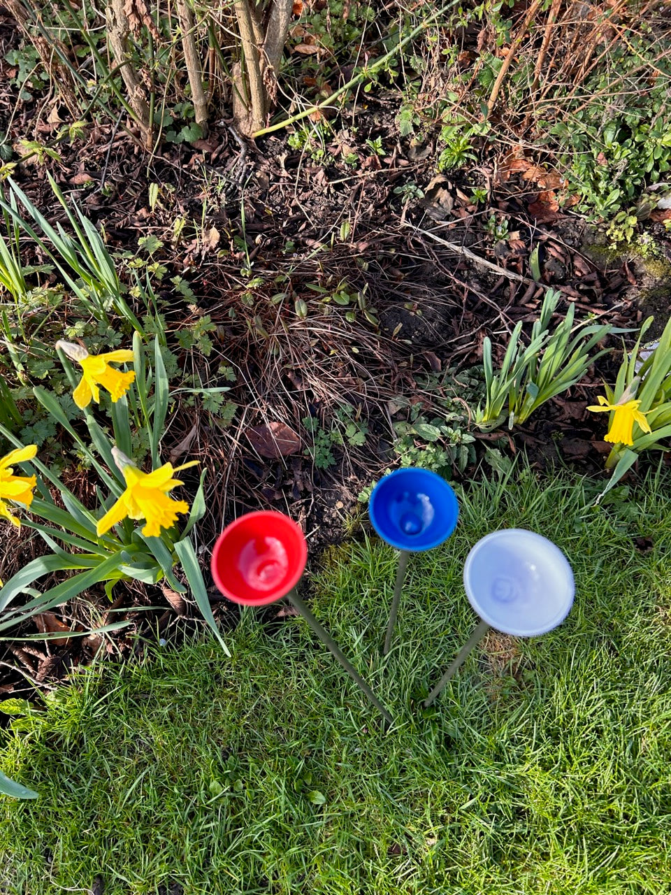 Trio Mini Rain Catchers | Bee feeders Trio | Rusts with Rain  --coloured cup