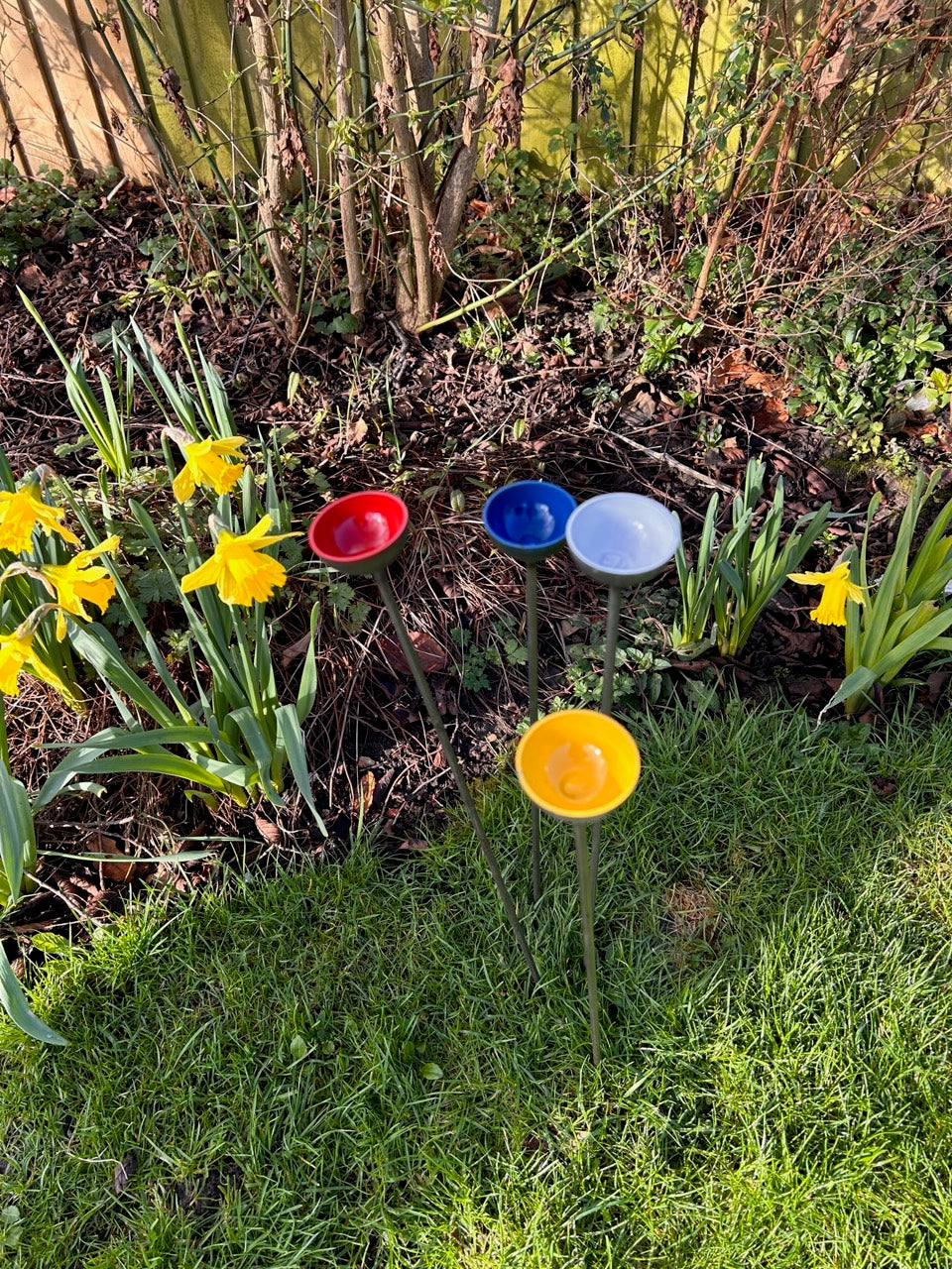 Trio Mini Rain Catchers | Bee feeders Trio | Rusts with Rain  --coloured cup