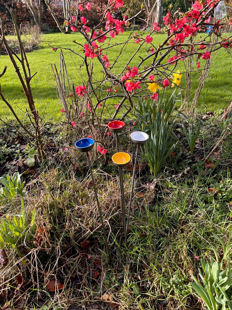 Trio Mini Rain Catchers | Bee feeders Trio | Rusts with Rain  --coloured cup