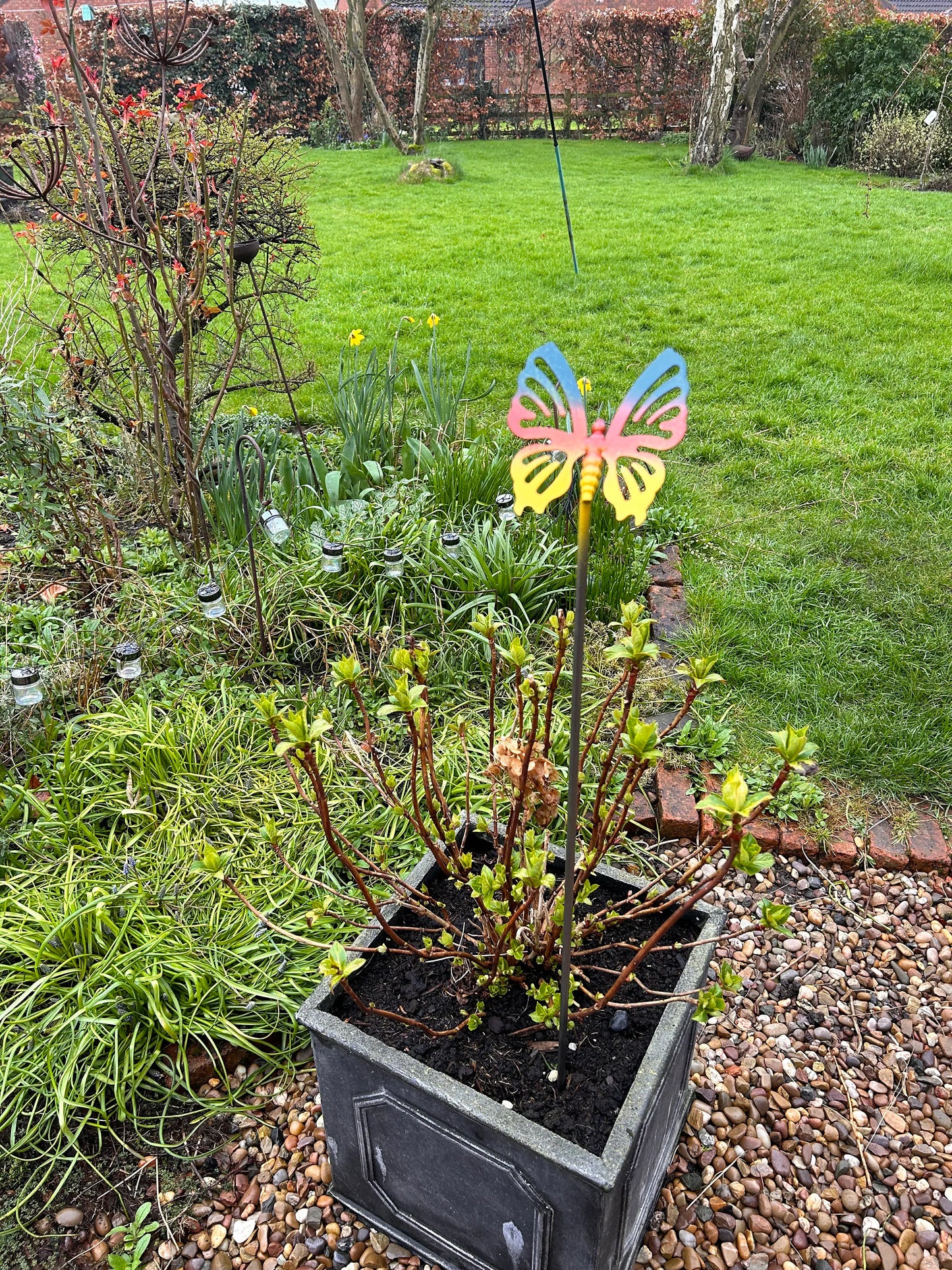 Butterfly garden ornament painted