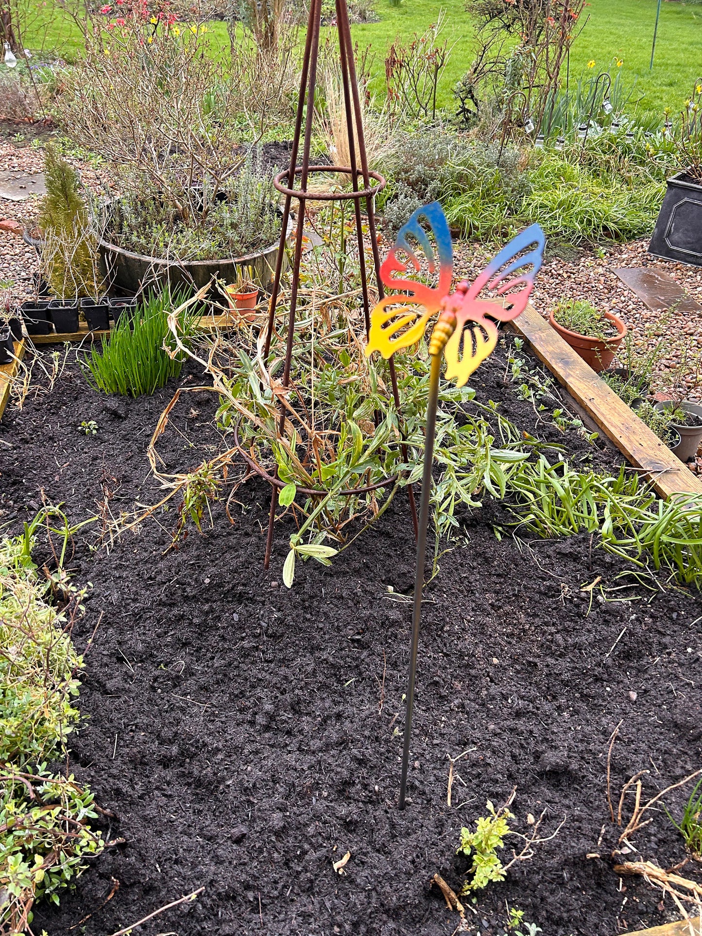 Butterfly garden ornament painted