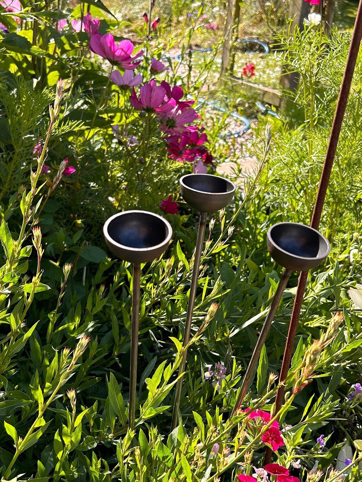 Trio mini extra small bee feeders rain catchers plant pot etc Trusty Rusty's